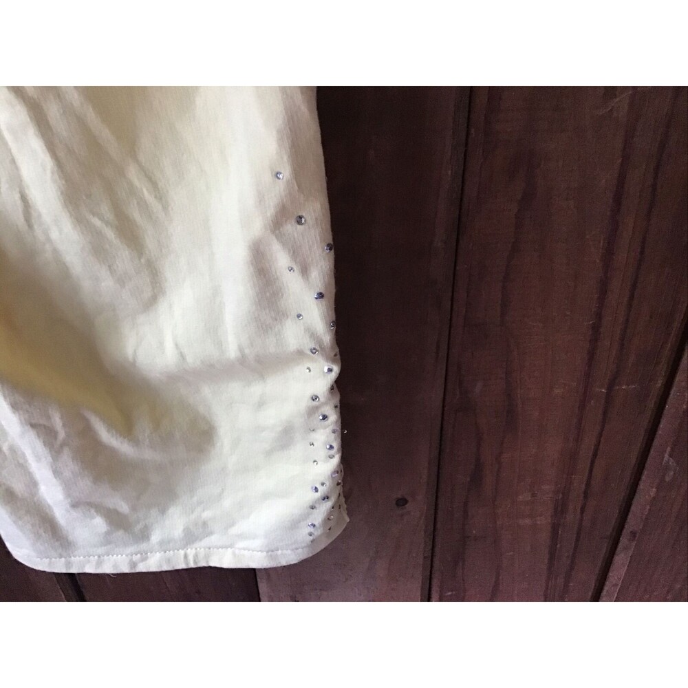 Quacker Factory Dream Jeannes Capris Size XS Yellow Stretch Rhinestones - Picture 9 of 12